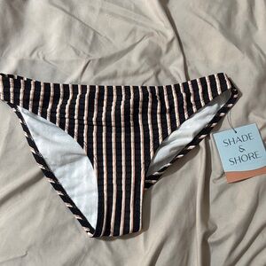 Shade & Shore Black and Tan Striped Bikini Bottom
